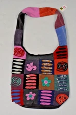 Vintage Hobo Bag Old East Main Company Early 2000s Colorful Patchwork Cotton