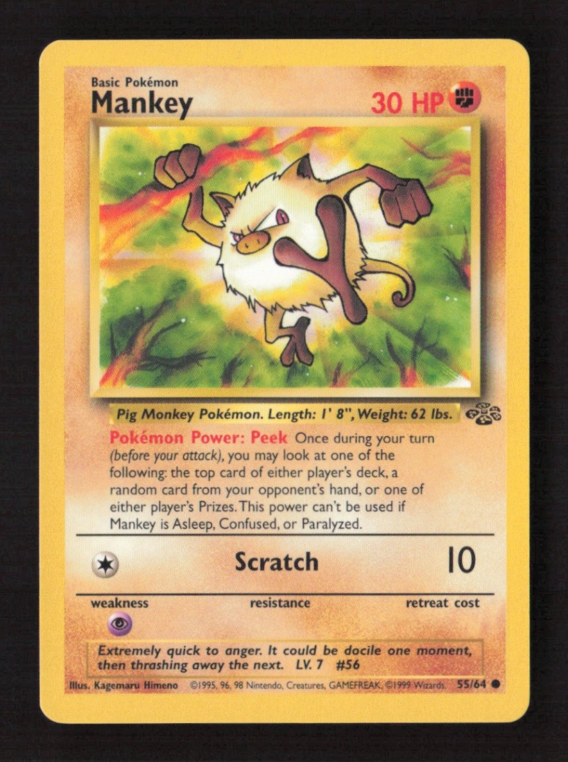 Mankey Common Unlimited Jungle 55/64 NM Pokémon TCG