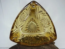 Mid Century Hazel Atlas Hazelware Triangle Amber Glass Ashtray Retrocore Modern