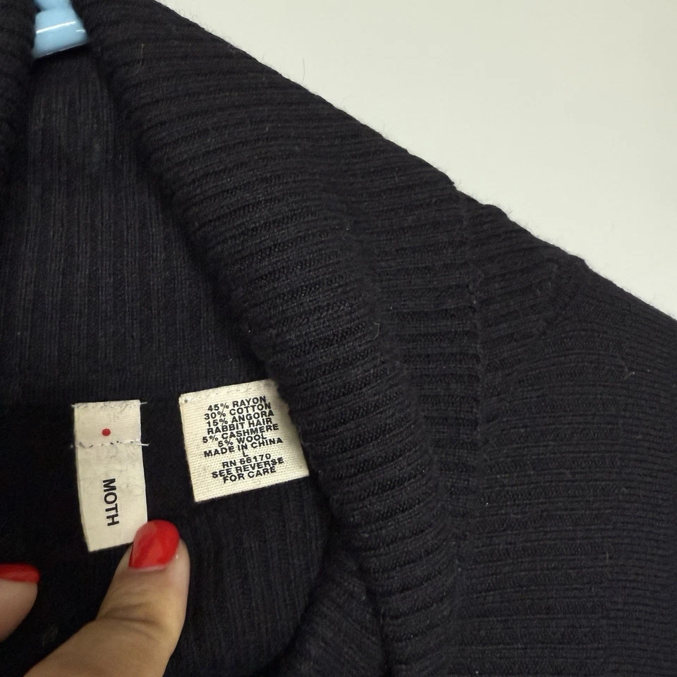 Suéter Anthropologie Moth Mujer Mezcla Cachemira Grande Negro Cápsula Minimalista Foto 3 de 4