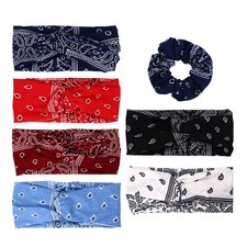 7pcs Women's Twist Knotted Stretch Headband Wide Hair Band Set for Yoga Fitness