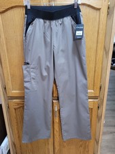 NWT. Ladies Dusky Brown Scrub Pants By Cherokee sz X-Sm. Black Knit Waistband