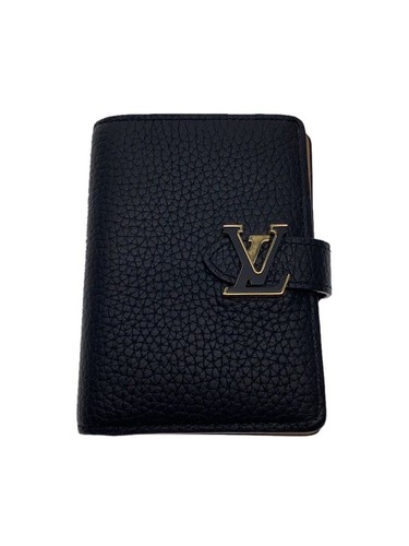 Louis Vuitton Fold Wallet Bifold Leather Blk Men's ?NULL Used
