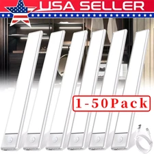 LED Motion Sensor Under Cabinet Closet Light USB Rechargeable Kitchen Lamp Strip