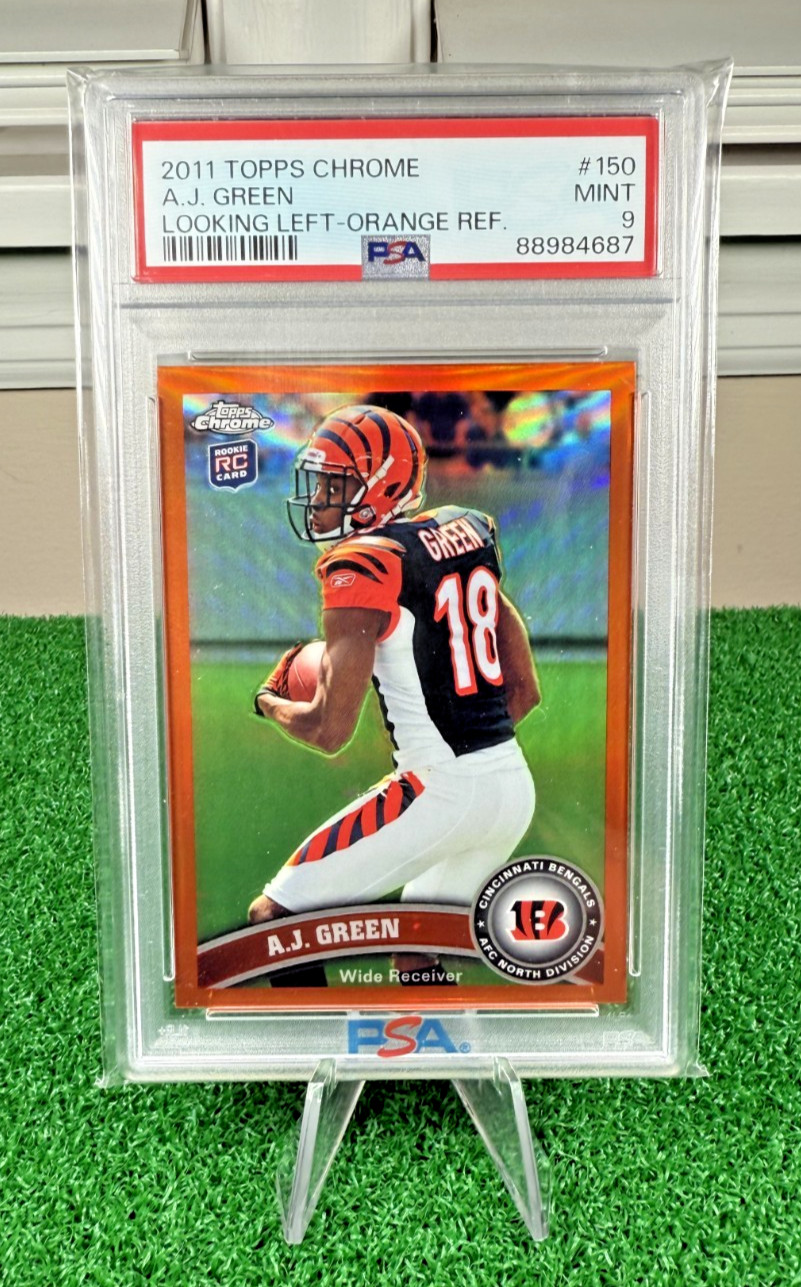 AJ Green 2011 Topps Chrome Rookie Looking Left Orange Refractor Bengals PSA 9