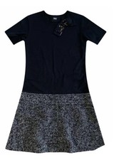 DOLCE&GABBANA BLACK EMBELLISHED RARE MINI CLASSIC DRESS WOOL/COTTON SIZE S-M