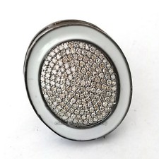 2.80ctw Genuine Old Mine Rose Cut Diamond Victorian Enamel Silver Ring Jewelry