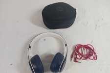 Beats Solo 3 Blue Red On-Ear Wireless Headphones With Wire, Charger, Case