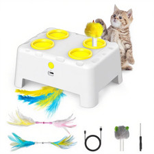 Whack a Mole Automatic Pop-Up Rechargeable Cat Toy - Interactive Play for Kitten