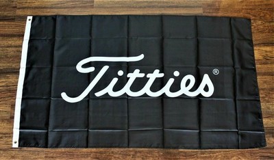 Titties Banner Flag Black 3x5 Feet Golf Ball Parody Golfer Pro Shop Man Cave