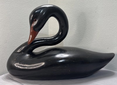 デコイ　stoney point decoys サイン入り　置物　鴨　彫刻 Stoney Point Signed 1987 Leonard Hornick Jr Wood Swan Decoy 15LB