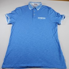 Ted Baker London Men's Short Sleeve 1 pocket Polo Shirt Blue Size 5 Modal Blend