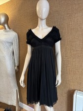 AUTH D&G Dolce&Gabbana Silk Black Baby Doll Hand Beaded chiffon Dress IT 42