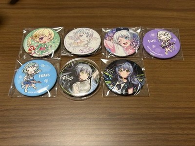 BanG Dream Pin Badges 7 Piece Set Bandori Characters Authentic Rare Used