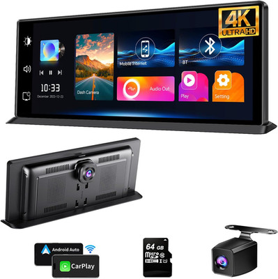 K2 PRO 11.3'' Wireless Carplay Screen 4K Dash Cam Portable Android Auto Car Ster