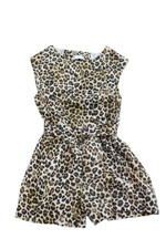 Zara Girls Animal Print Round Neck Sleeveless Romper Brown Size 11-12