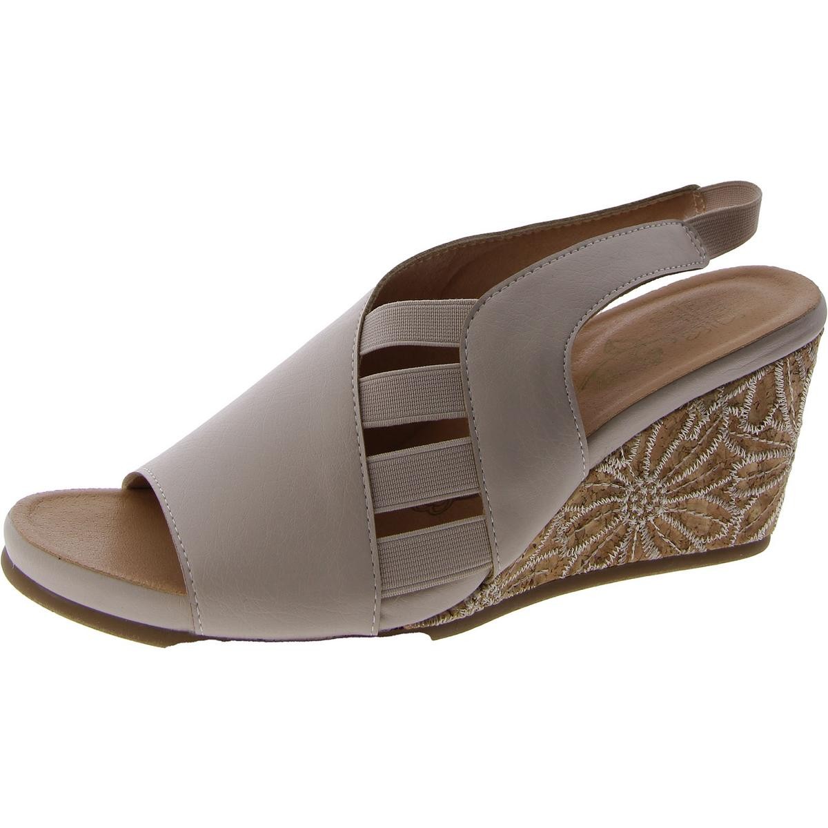 Женские босоножки-слипоны на танкетке цвета слоновой кости Mootsies Tootsies 8.5 Medium (B,M) BHFO 9698