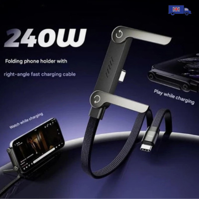 2-in-1 unsichtbarer Halter Ladekabel - 240W Schnellladekabel mit Handyständer