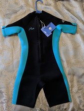 Hevto Wetsuits Kids and Youth 3/2mm Neoprene Full Shorty Suits Sz 8X Black/Blue