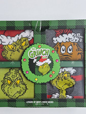 1 PACK THE GRINCH MEN'S CREW SOCKS 4 PAIRS great For a Christmas GIFT / NEW