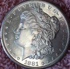 1881-S  Morgan Silver Dollar, BU./MS. Great Date Nice Coin    Lot #21