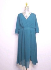 New City Chic Ladies Green Lined Faux Wrap Chiffon Dress Size S/ 16