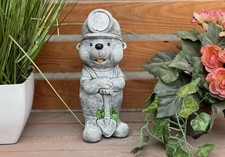 Frostfeste Steinfigur Maulwurf Grubi Gartenfigur Steinguss Bergmann 24 cm