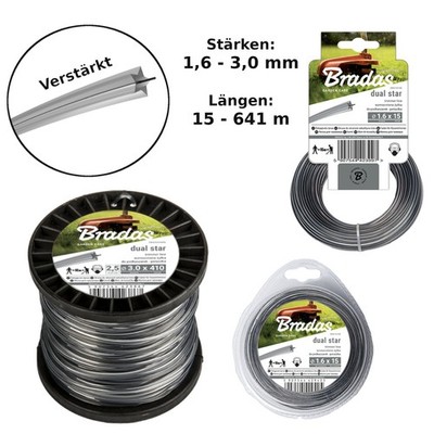 Trimmerfaden Verstärkt Mähfaden Freischneider Faden Motorsense Stern 1,6-3 mm