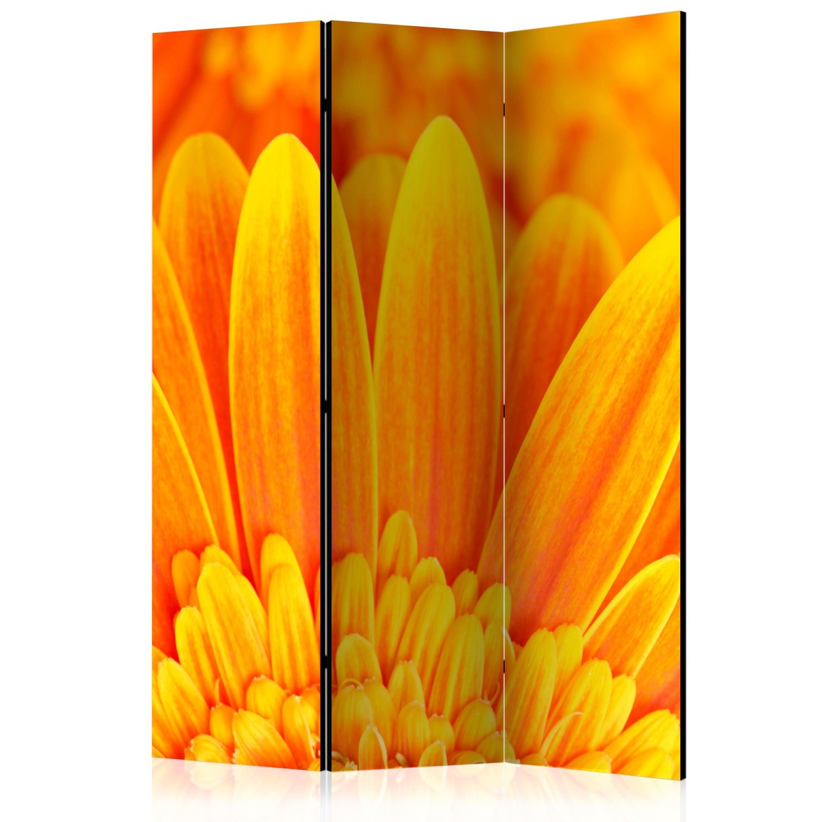 Paravent 3 volets Yellow Gerbera Daisies en toile tendue de 135x172cm pour séparation