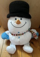 Weihnachtsdekoration großer weicher Samt Schneemann Beanie Spielzeug sitzend, hängend sehr guter Zustand