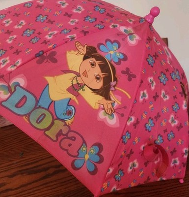 Nickelodeon Dora The Explorer Umbrella Pink Butterfly Floral Cartoon