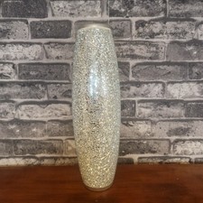 Large Silver Crackle Mosaic Glass Floor Vase 15"