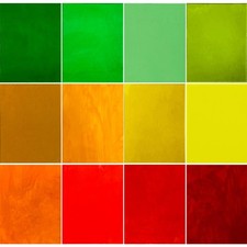12 Sheets COE 96 Fusible Glass Sheet Red Yellow Green Selection, 4 x 6 inch F...