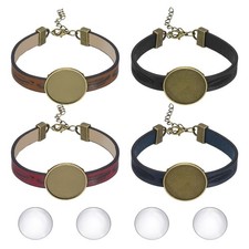 Bracelet Blanks for Jewelry Making 4pcs 25mm Black/Red/Blue/Orange/Bronze