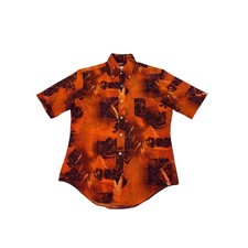 Vintage 90s 80s Iolani Hawaii Abstract Floral Shirt Burnt Sienna Short Sleeve S