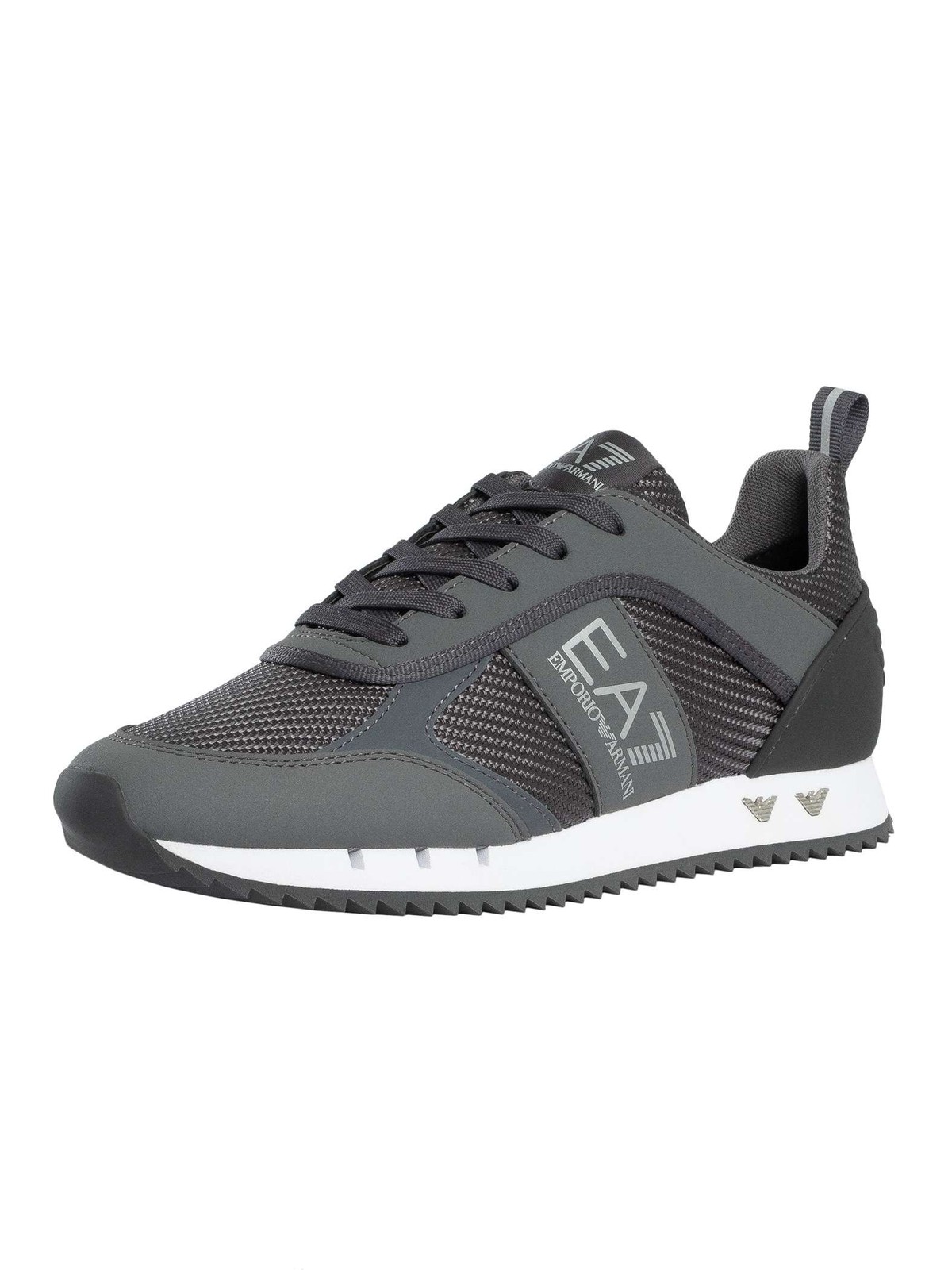 EA7 Mesh Logo Trainers, Asphalt/Silver/White - 10.5 UK