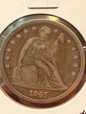 1845 Liberty Seated Silver Dollar No Motto
