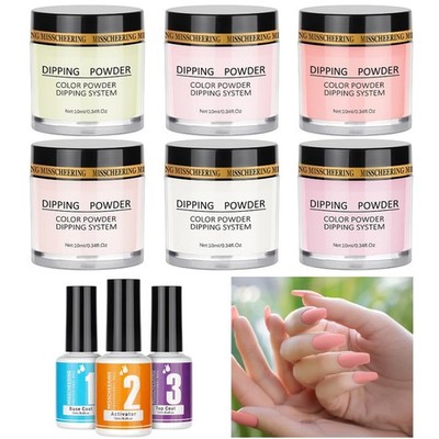 NEU Dipping Powder Nails Set - Pink & Glitzer Dip Powder mit Dip Liquid