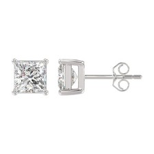 4-Prong Basket Princess Diamond Stud Earrings 4 ct