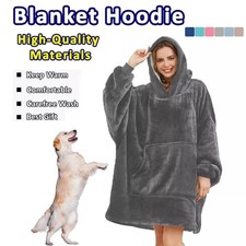 Oversized Fleece Hoodie Blanket Warm Soft Wearable Sherpa Hooded Sweatshirt UK