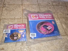 Dunkin Donuts Pool Float  Doughnut Inflatable 30" Raft LOT STRAWBERRY FROSTED