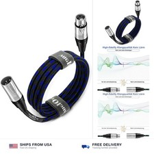 XLR Mic Cable 20 ft 6 Meter Male to Female Blue Braided 3-Pin Balanced Shie...