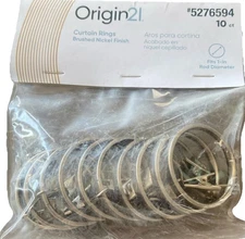 ORIGIN 21 Curtain 10 Metal Clip Rings Brushed Nickel Finish  1” Rod #5276593 {6}