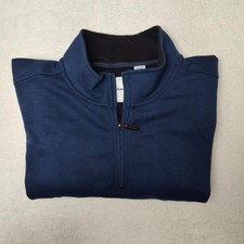 Tommy Bahama Quarter Zip Sweater Mens 2XL Blue Herringbone Fleece Pullover