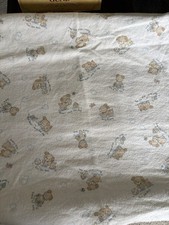 VTG Carters Pastel Teddy Bears Bees Baby Blanket 90's Blue Pink Tan Cotton