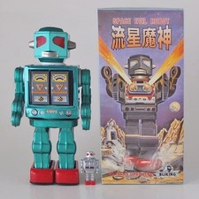 Metal House Space Evil Robot Tin Toy Green Figure vintage Used from Japan