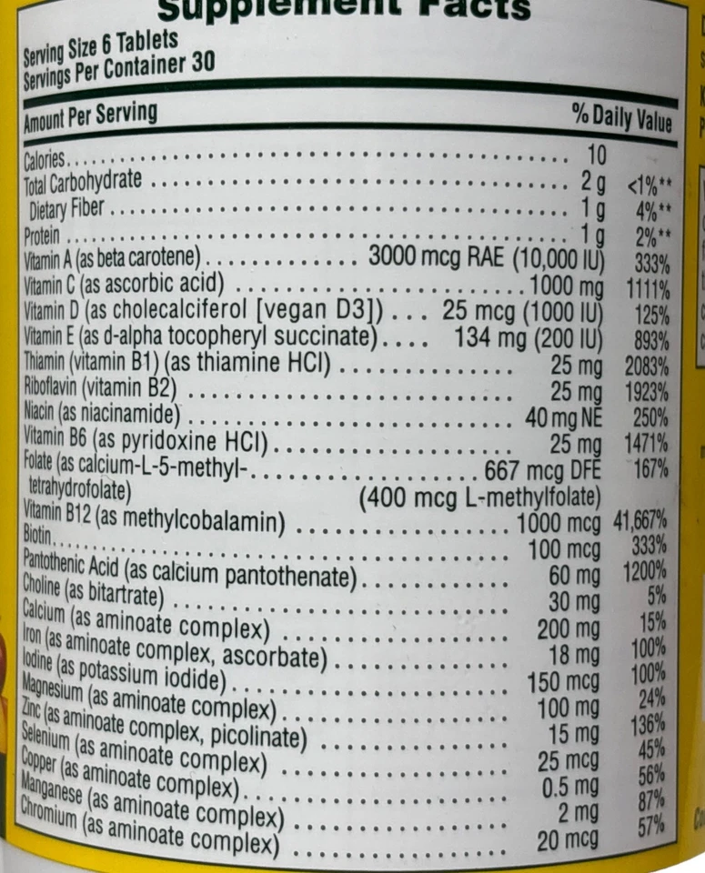 NaturesPlus Source Of Life Original 180 MINI Tabs Multivitamínico Sellado EXP 2029 Foto 3 de 4