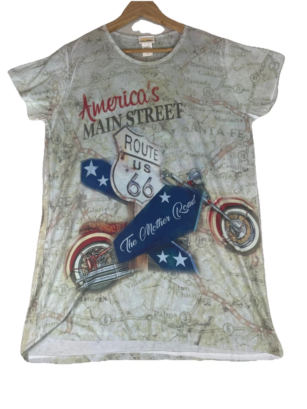 Women’s Sun Shirt America Main St Motorcycle AOP Double Sided XL