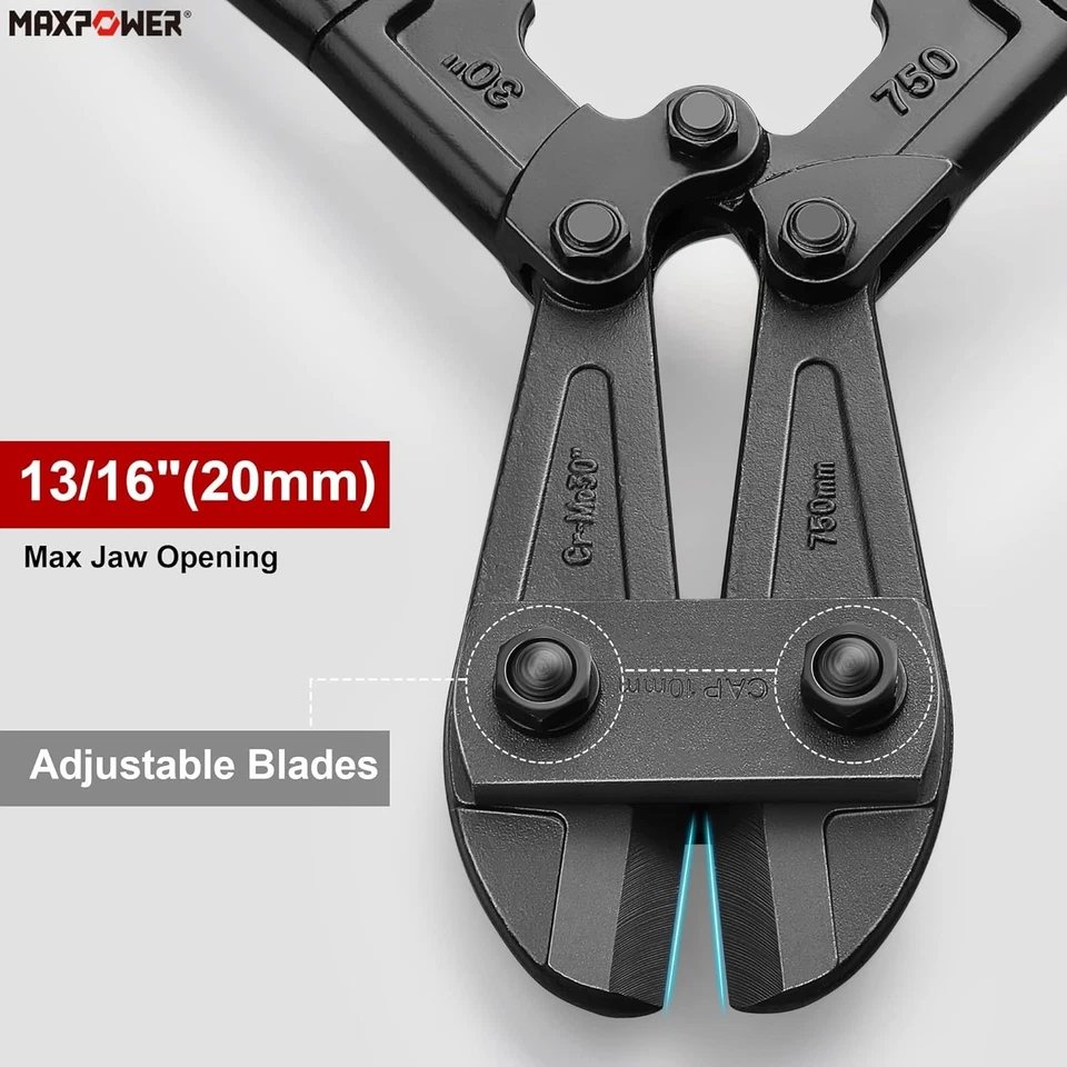 30" Bolt Cutter, Heavy Duty Metal Cutters, Rubber Handle - Image 4 of 4