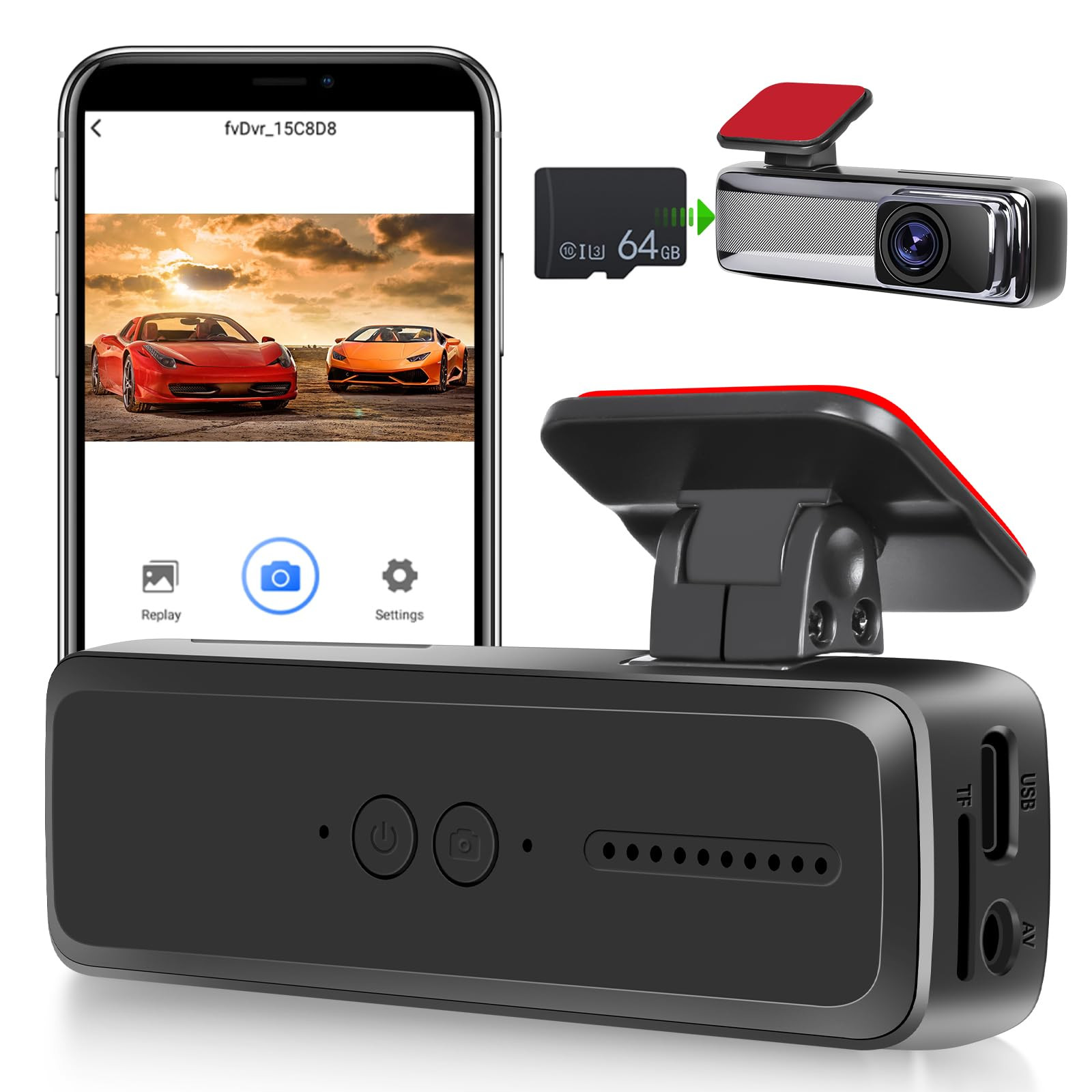 1080P Mini Dash Cam with App Control and ADAS Assistance for Cars